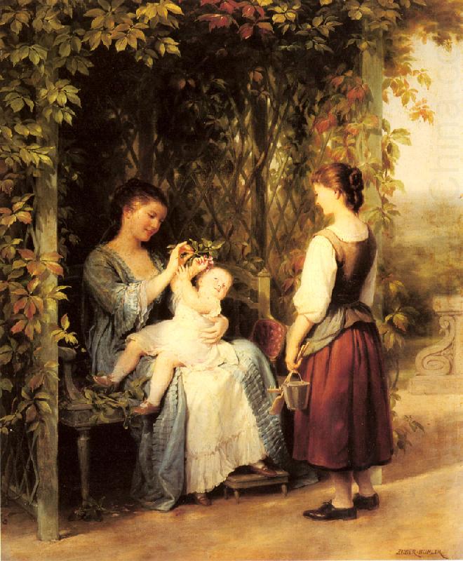 Fritz Zuber-Buhler Tickling the Baby oil painting picture